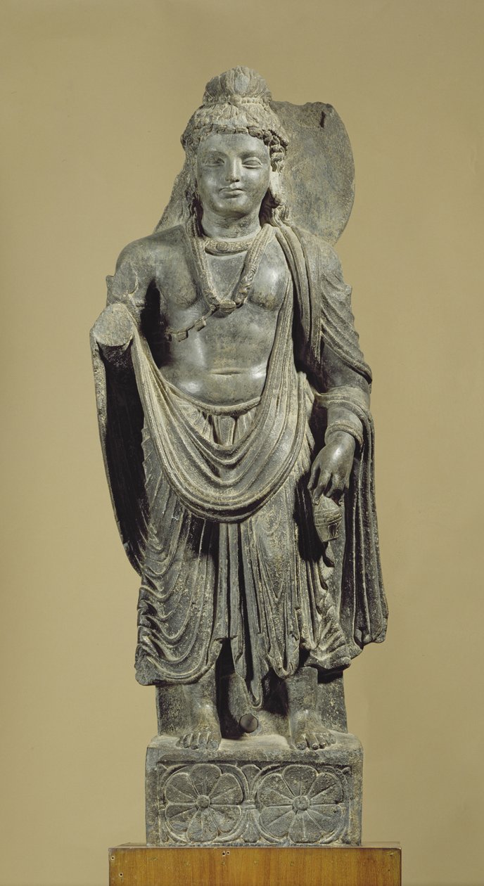 Maitreya, Gandhara (šedá břidlice) od Indian School