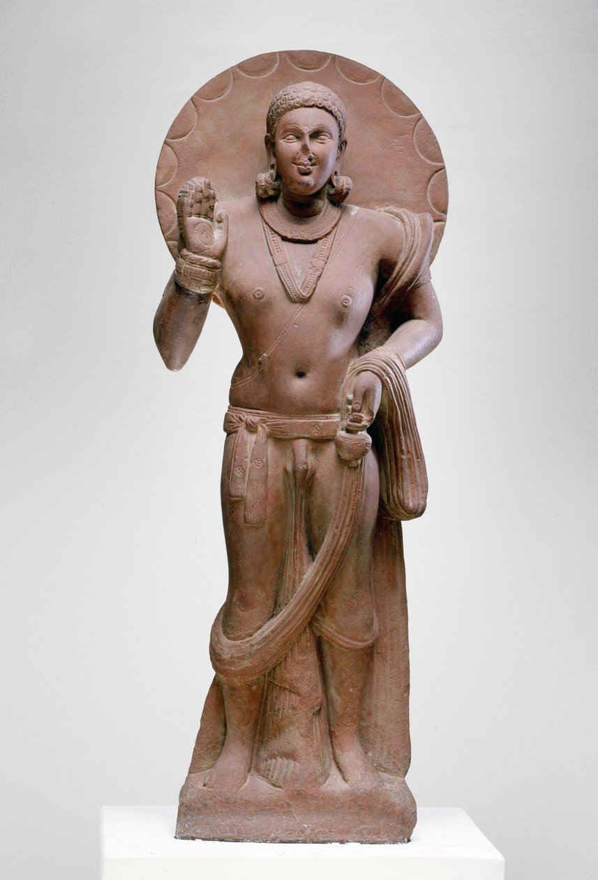 Maitreya, budoucí Buddha, kultura Ramnagar, z Ahichatry, Uttar Pradesh, 200 nl (červený pískovec) od Indian School
