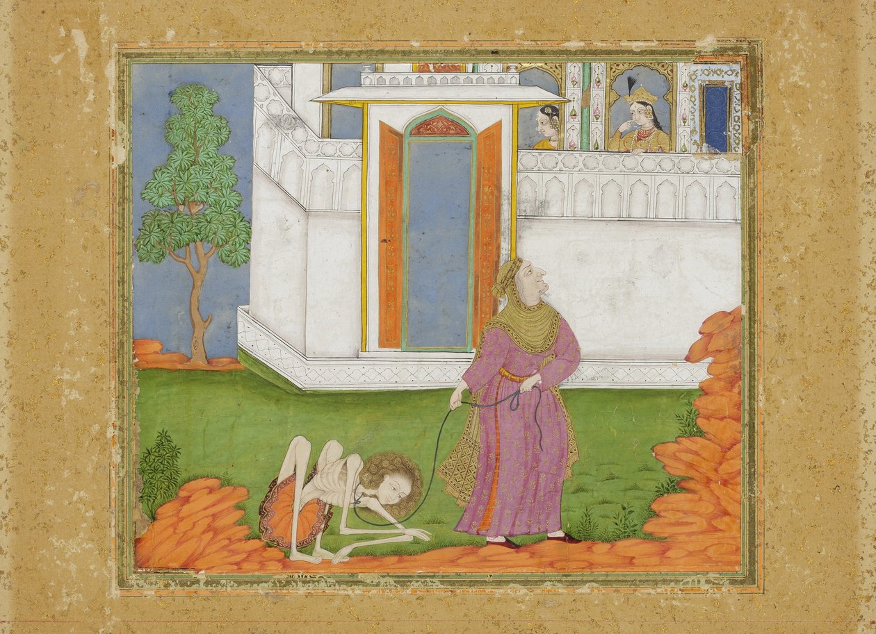Majnun je zredukován do stavu objektu, cca 1700 (neprůhledné wc a zlato na papíře) od Indian School