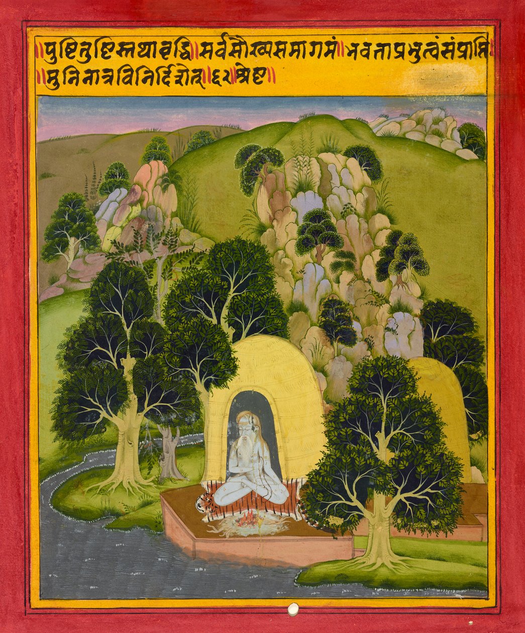 Meditující asketa, folio z Knihy snů, kolem roku 1720 od Indian School
