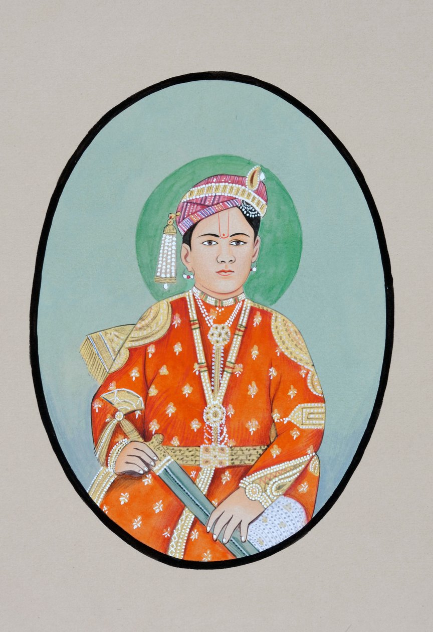 Miniaturní malba mahárádži Gangy Singha Bikanera od Indian School