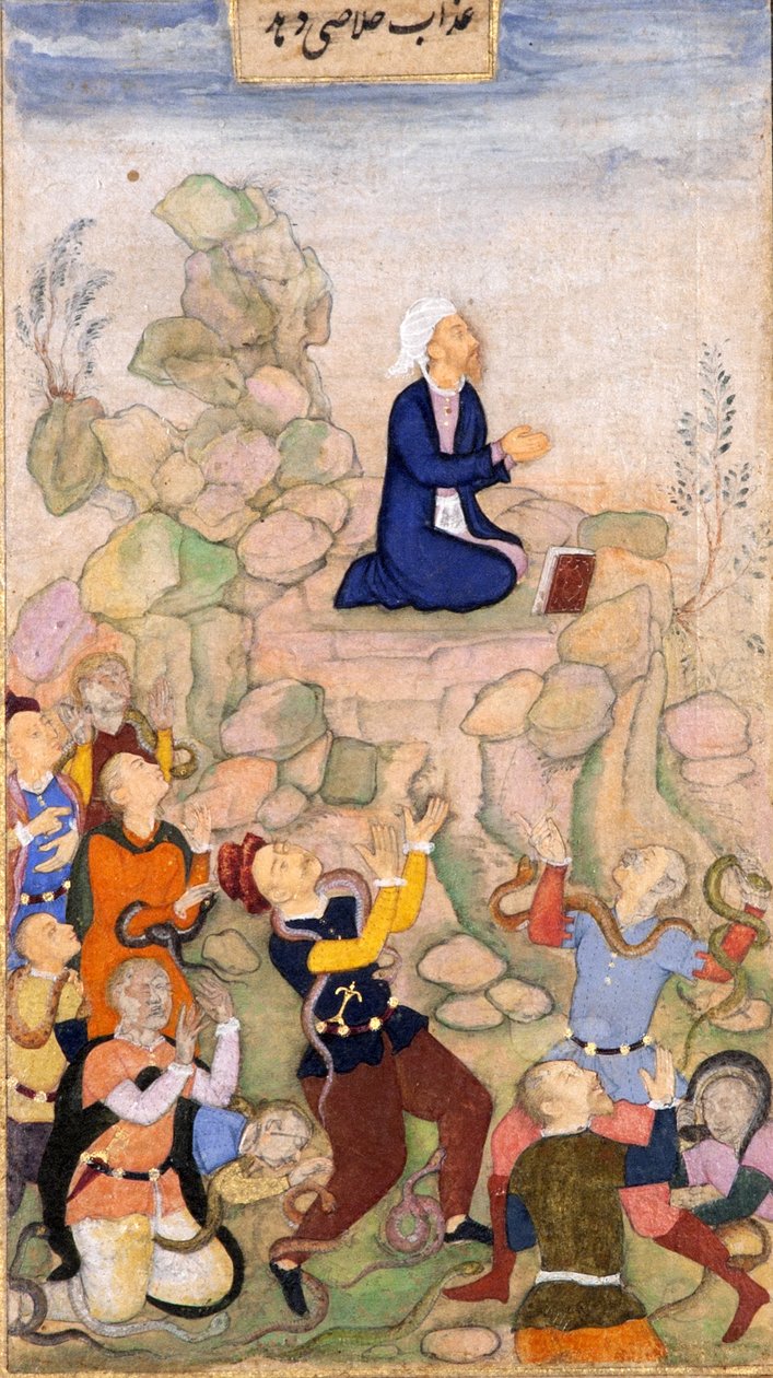 Mojžíš a hadí mor, 1602-05 (neprůhledné wc na papíře) od Indian School