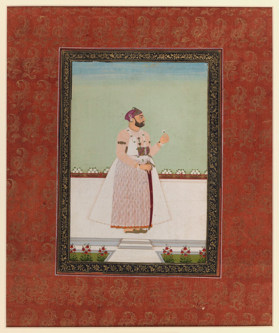 Munir al-Mulk Bahadur, 1875-1900 (neprůhledné wc a zlato na papíře) od Indian School