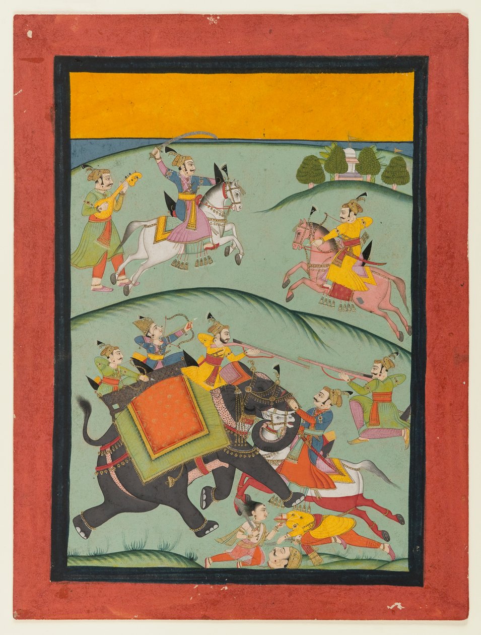 Nata Ragini, stránka z rozptýlené série Ragamala, po roce 1800 (neprůhledné wc a zlato na papíře) od Indian School