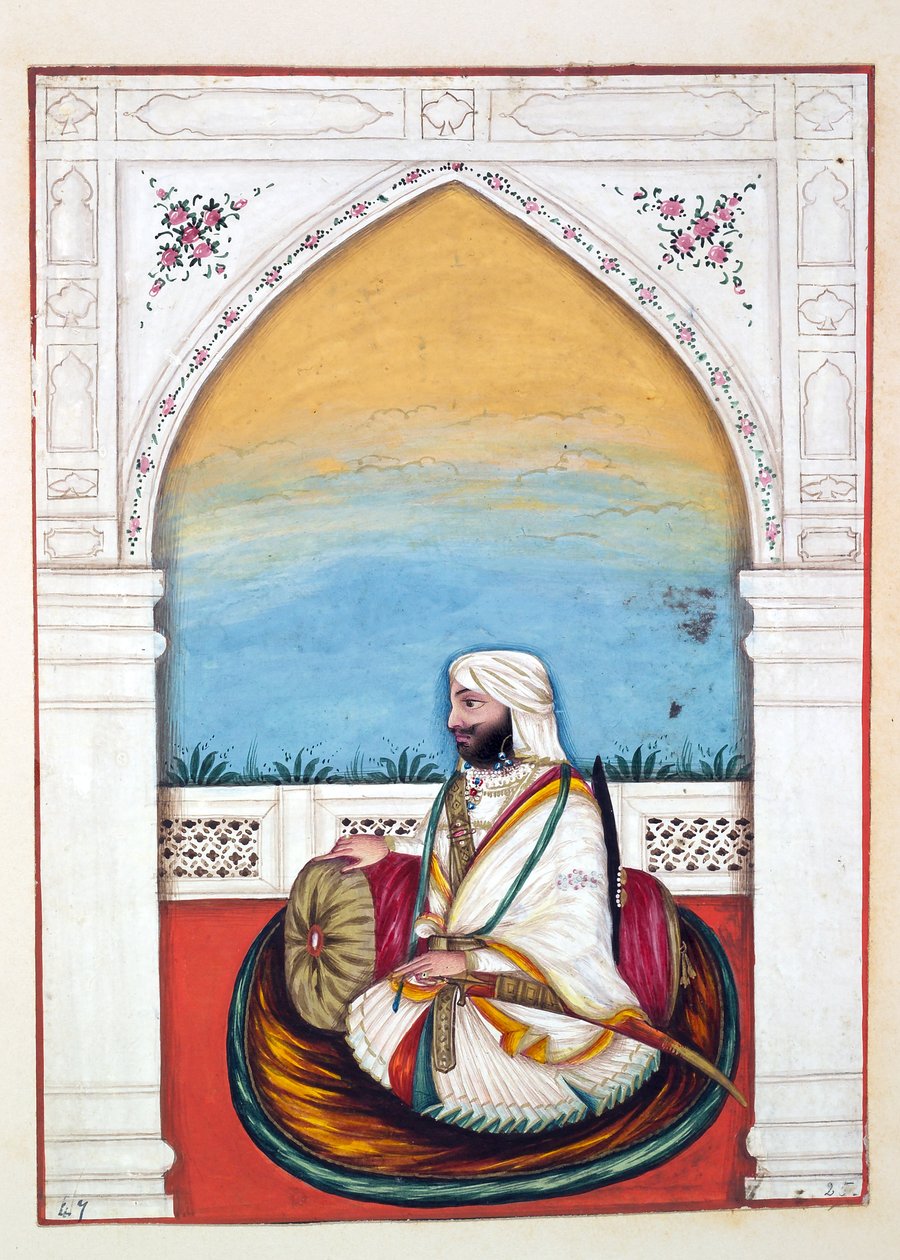 Nawab Imam-od-dun, z Království Paňdžáb, jeho vládci a náčelníci, svazek II, svazek 30 akvarelových studií od neidentifikovaného indického umělce, kolem roku 1840 (wc na papíře) od Indian School