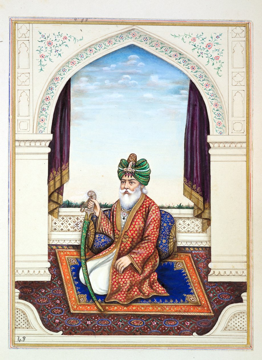 Nawab Mozaffir Khan (Multani), z Království Paňdžáb, jeho vládci a náčelníci, svazek II, svazek 30 akvarelových studií od neznámého indického umělce, kolem roku 1840 (wc na papíře) od Indian School