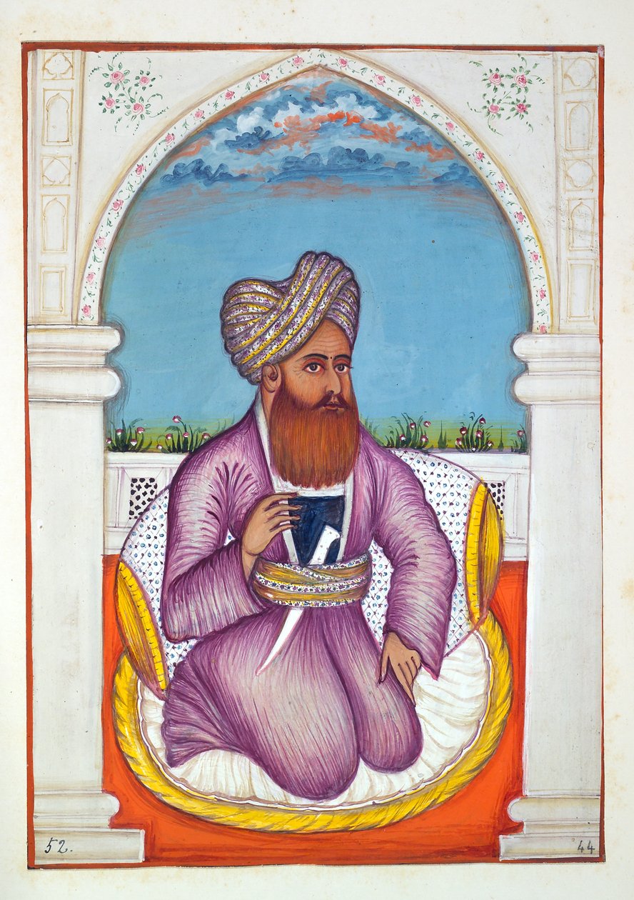 Nawab Pir Mohammad Khan, z Království Paňdžáb, jeho vládci a náčelníci, svazek II, svazek 30 akvarelových studií od neidentifikovaného indického umělce, kolem roku 1840 (wc na papíře) od Indian School