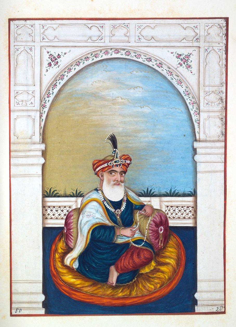 Nawab Sarfaraz Khan (Multani), z Království Paňdžáb, jeho vládci a náčelníci, svazek II, svazek 30 akvarelových studií od neidentifikovaného indického umělce, kolem roku 1840 (wc na papíře) od Indian School
