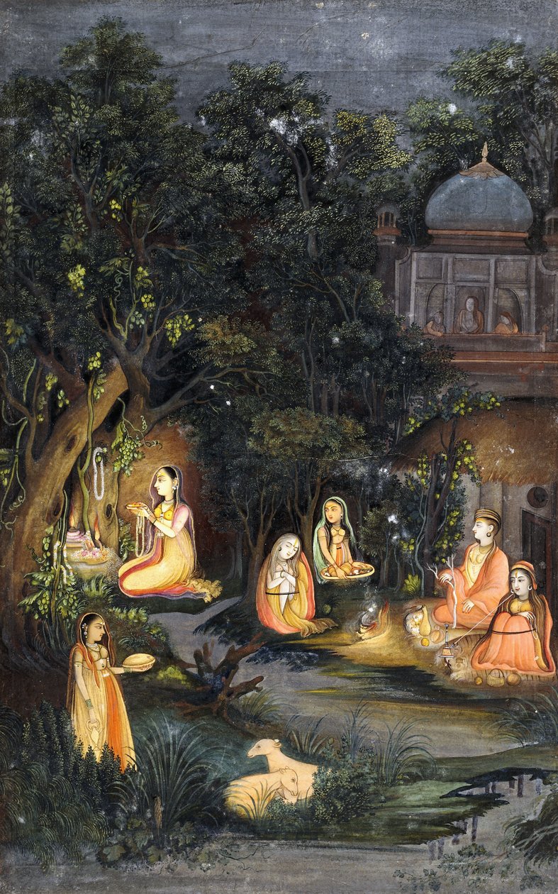 Noční bohoslužby a hodování, kolem roku 1770 od Indian School
