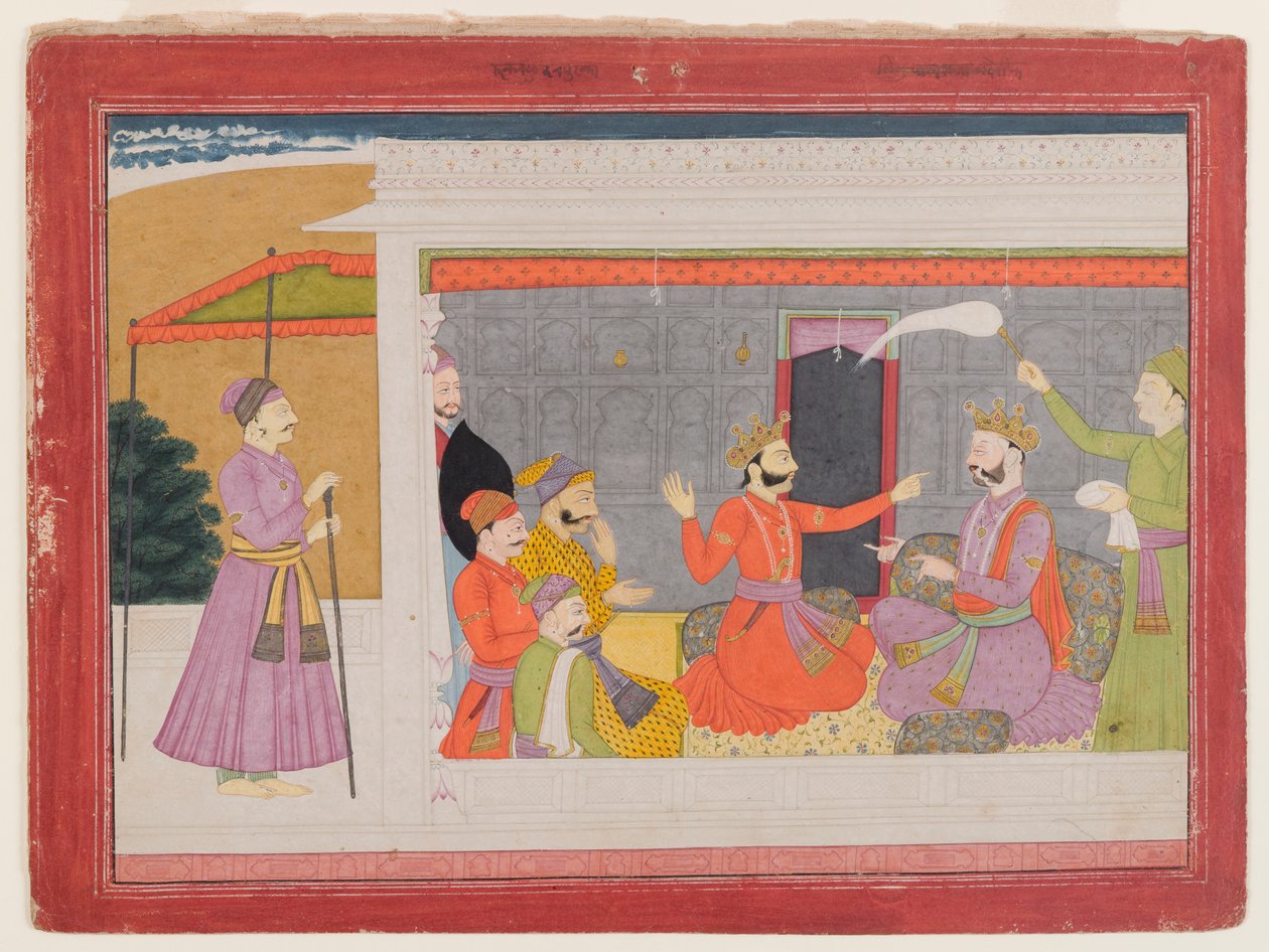 Stránka ze série Rukmini Haran, cca 1780-1800 (neprůhledné wc na papíře) od Indian School