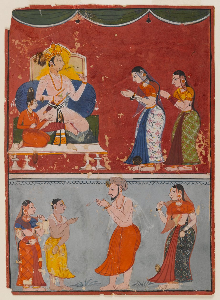 Stránka z neidentifikované série, c.1650 (neprůhledné wc na papíře) od Indian School