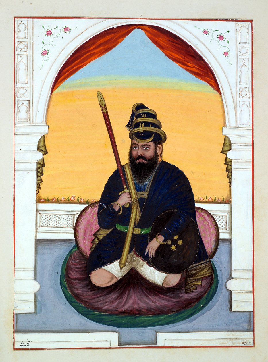 Phola Singh Nihang, z Království Paňdžáb, jeho vládci a náčelníci, svazek II, svazek 30 akvarelových studií od neidentifikovaného indického umělce, kolem roku 1840 (wc na papíře) od Indian School
