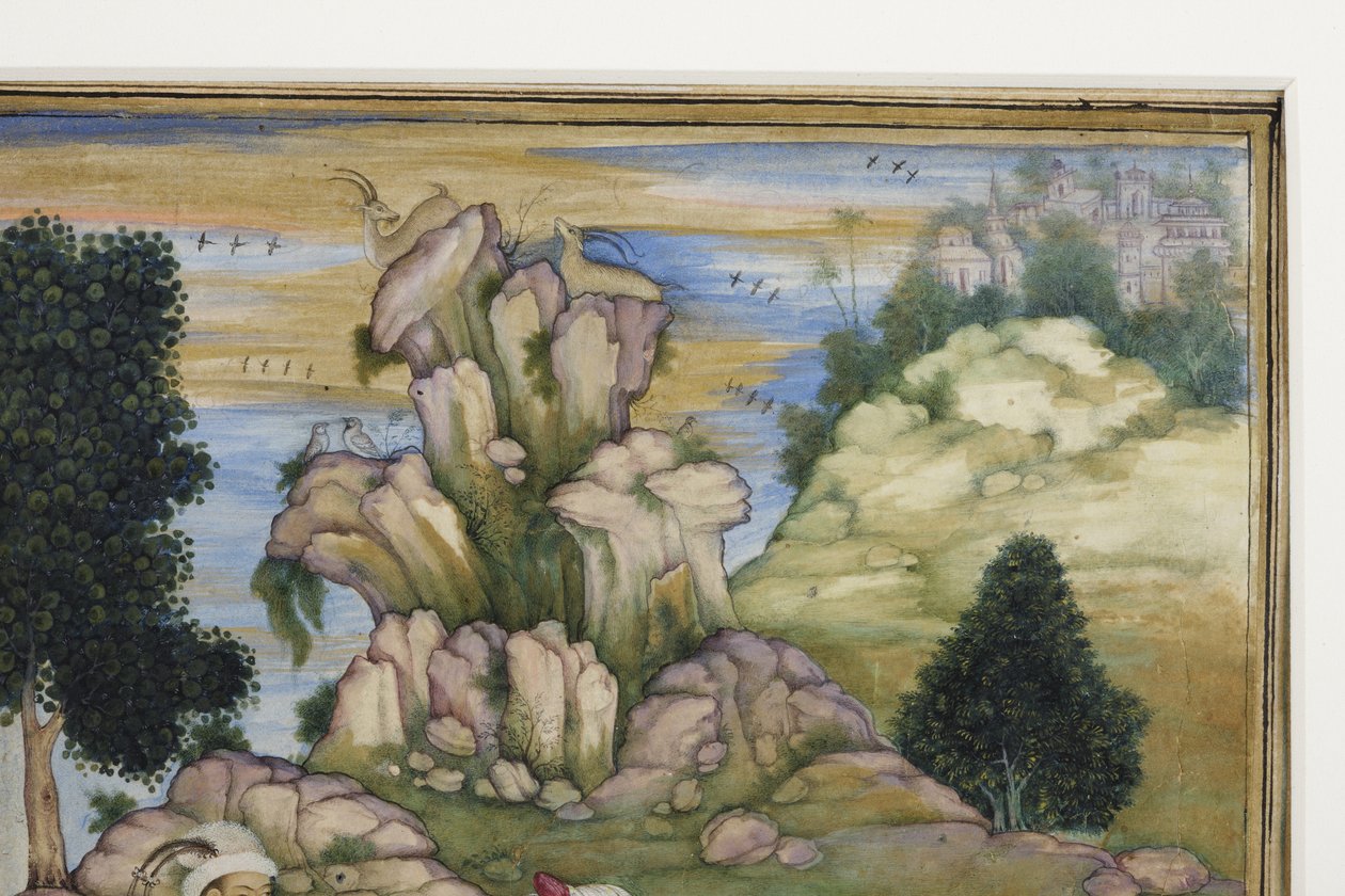 Piknik v průběhu lovu, detail, cca 1615 (neprůhledné wc na papíře) od Indian School