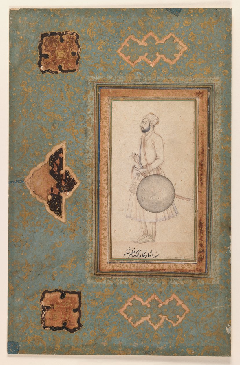 Portrét Kuka Azam Shah, cca 1640 (inkoust na papíře) od Indian School