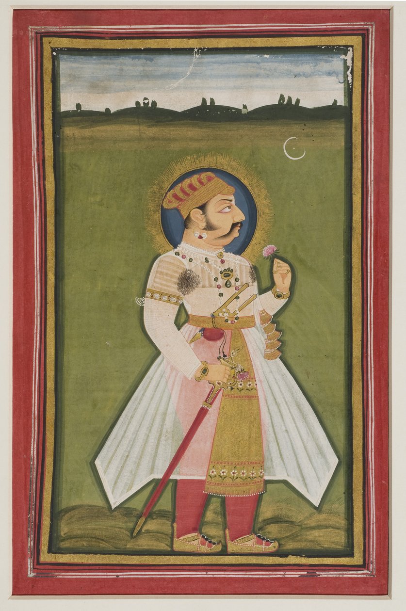 Portrét Kumbha Rana z Udaipuru, 1820 (kvaš na indickém papíře) od Indian School
