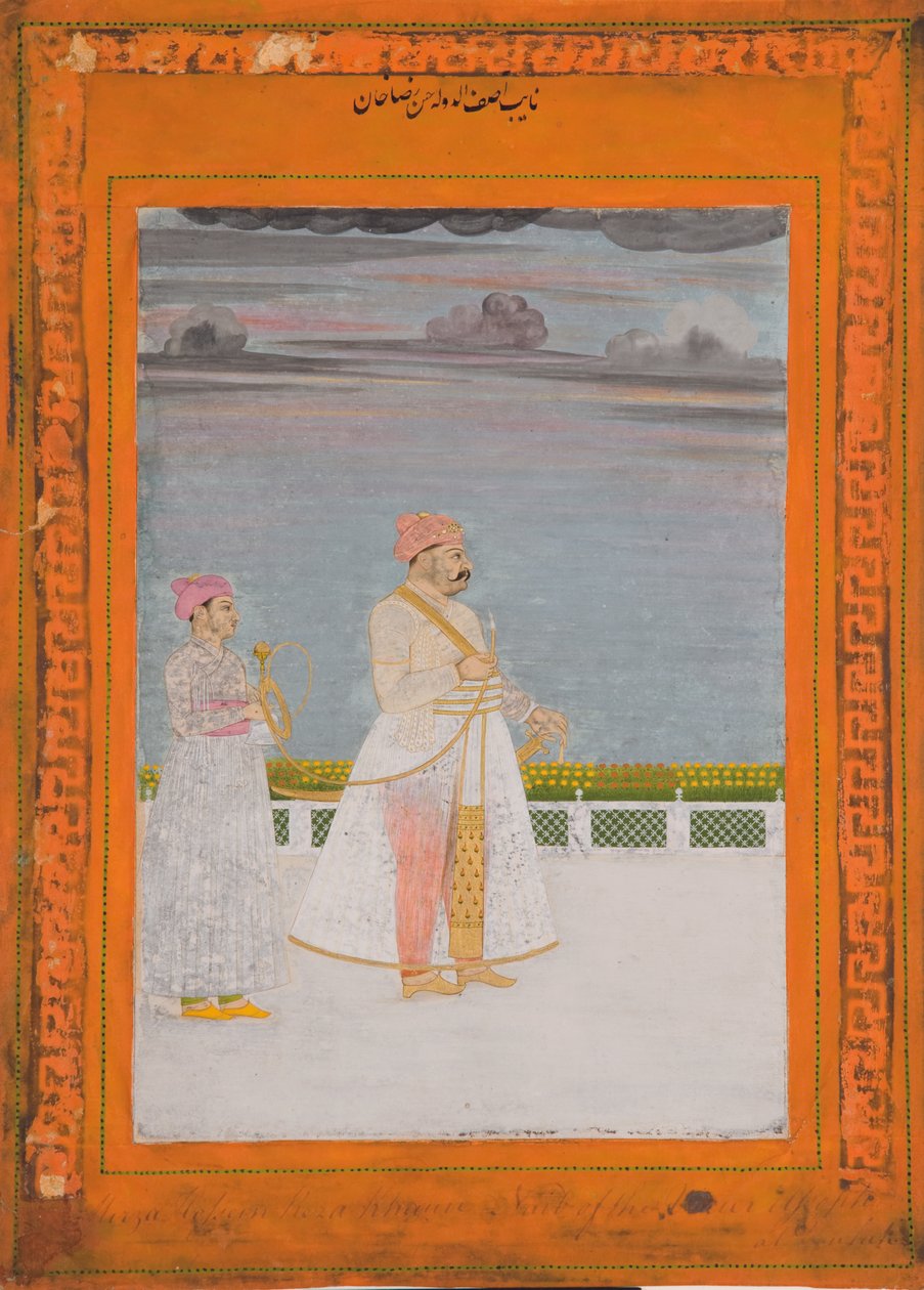 Portrét Mirzy Husain Raza Khan, kolem roku 1780 (neprůhledné wc a zlato na papíře) od Indian School