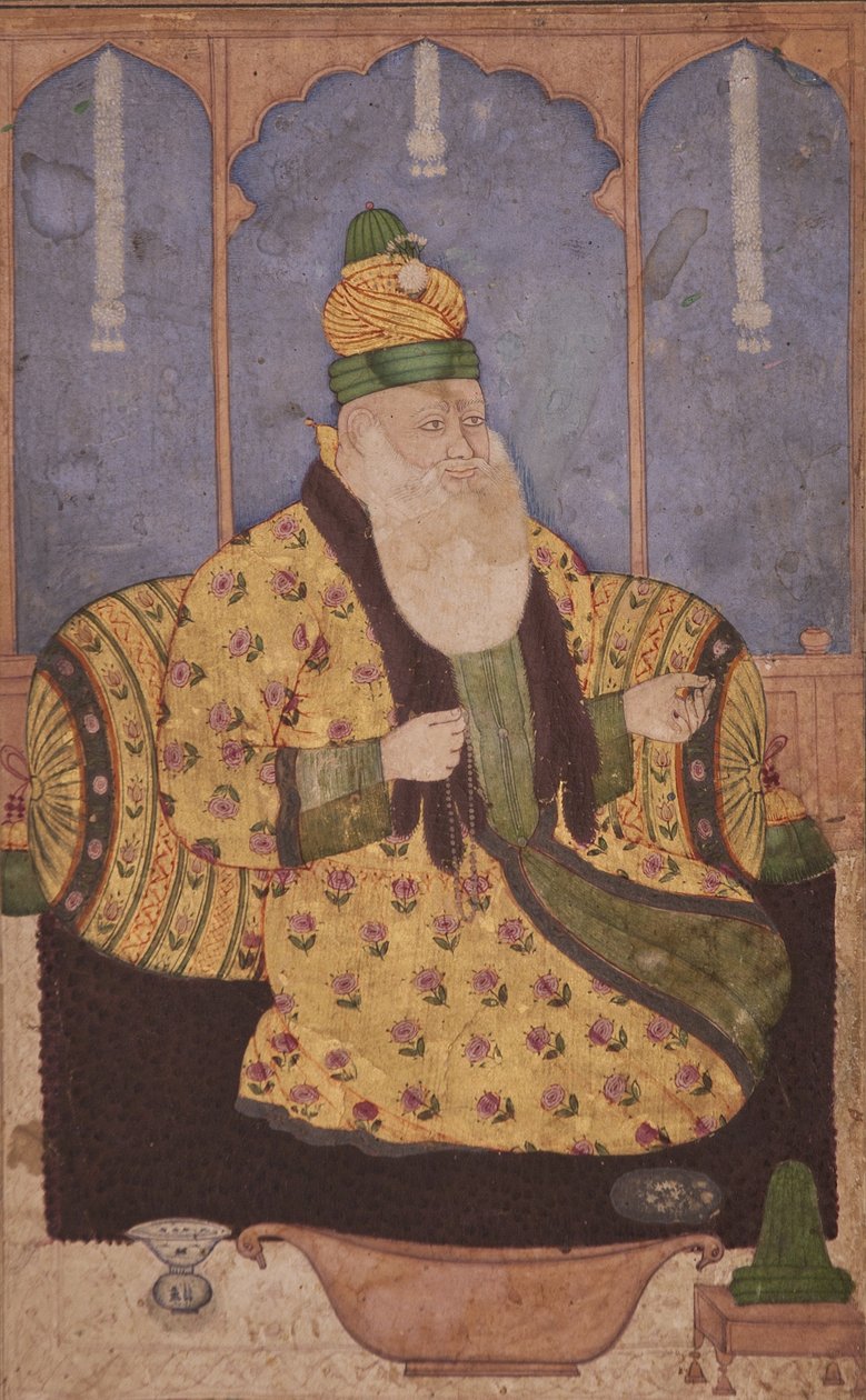 Portrét súfijského šejka, cca 1670 (neprůhledné wc a zlato na papíře) od Indian School