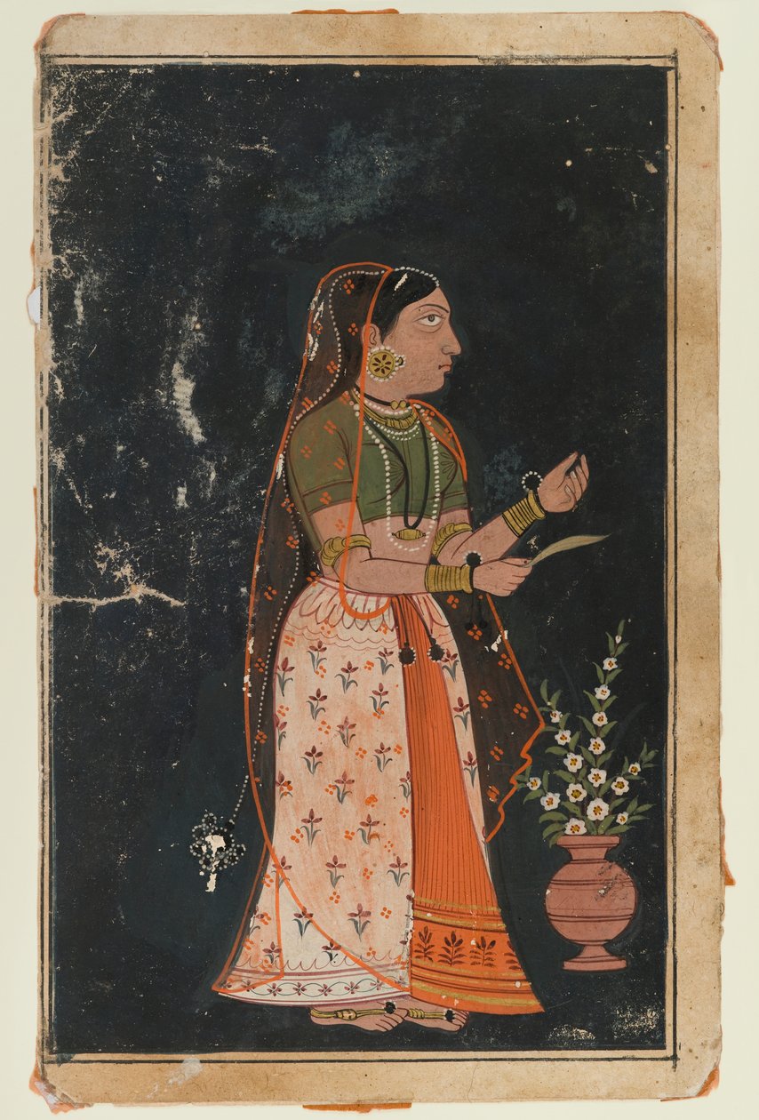 Portrét ženy, cca 1620 (neprůhledné wc na papíře) od Indian School