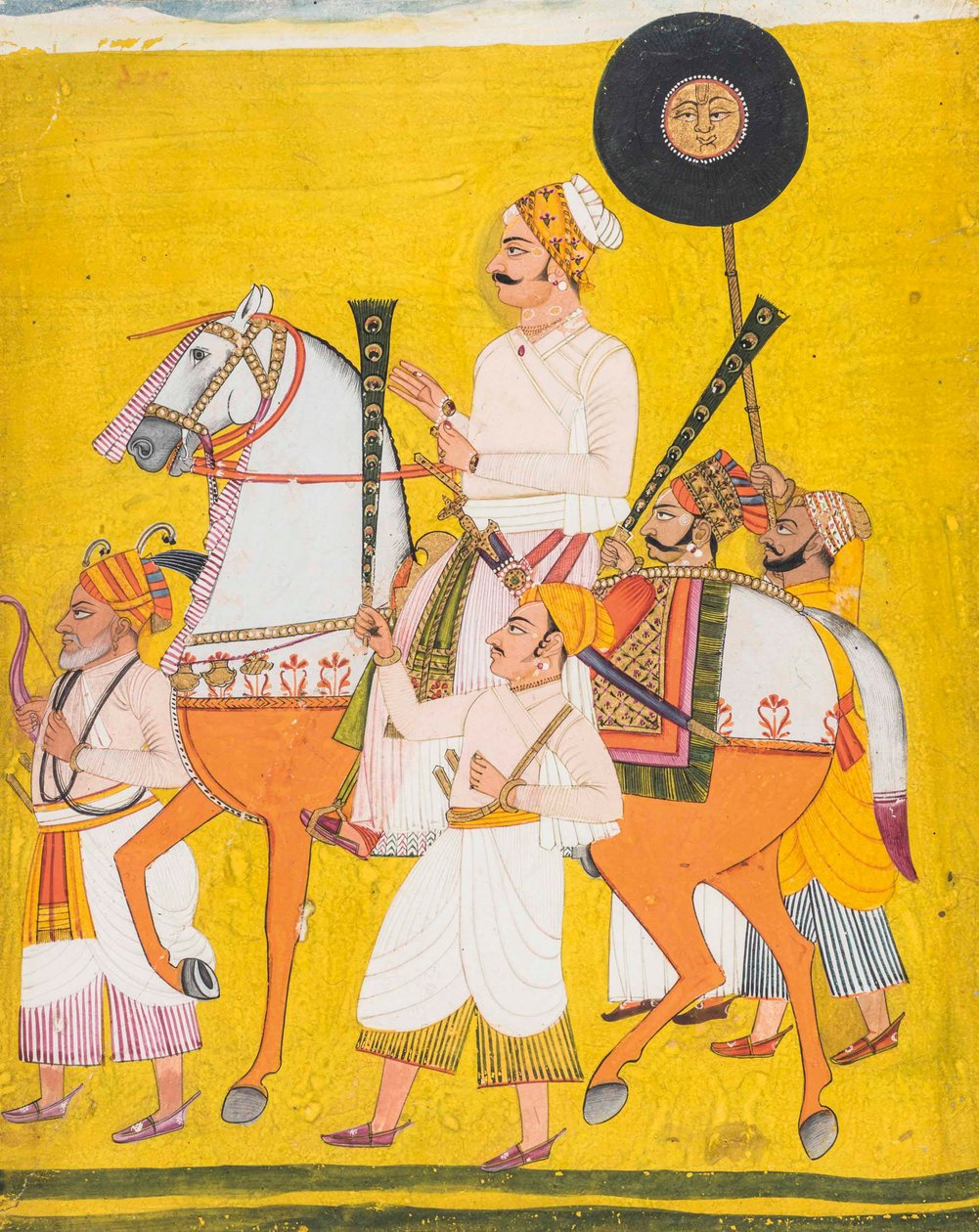 Portrét muže na koni, možná Maharaja Jai Singh II od Indian School