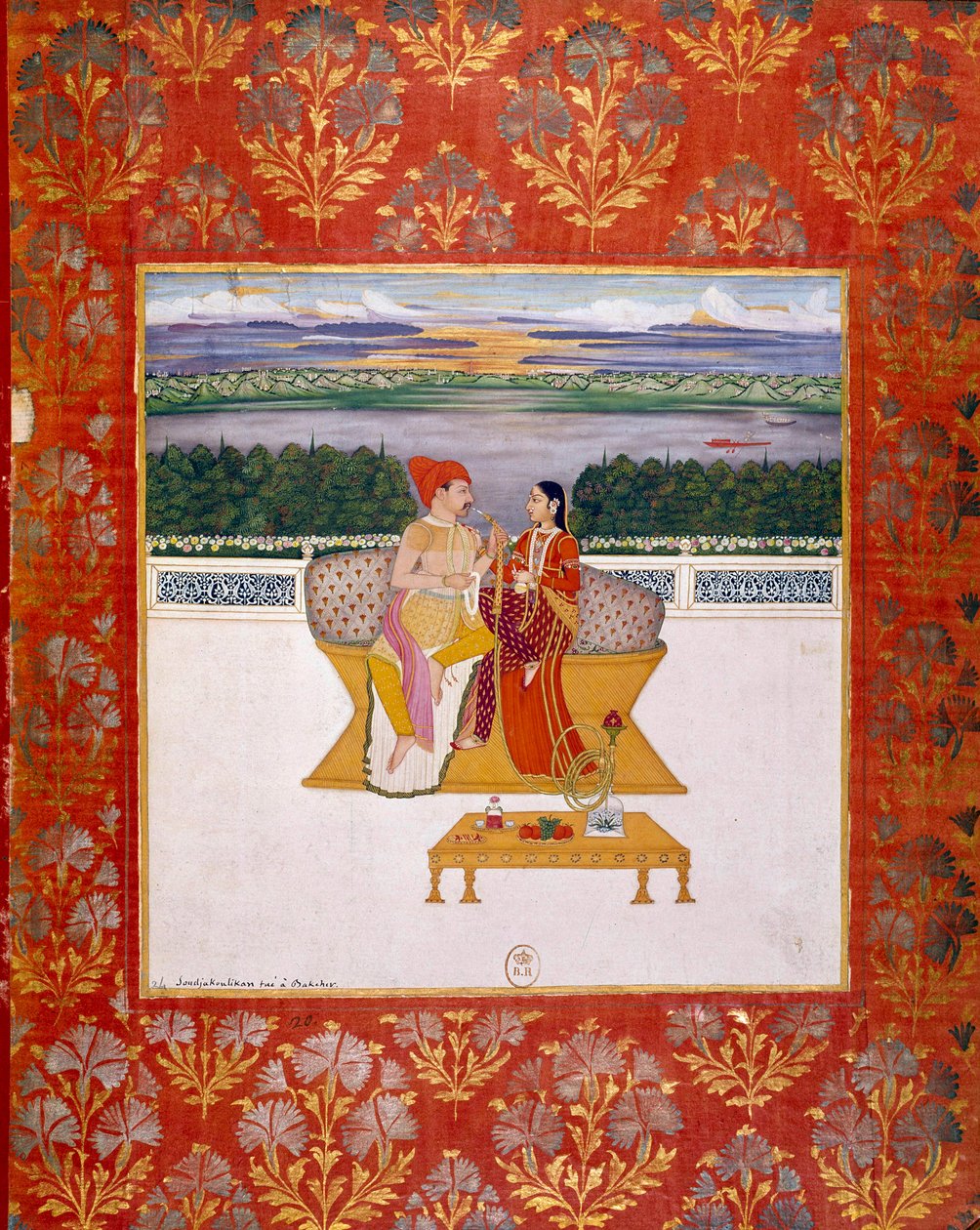 Princ Sudjakoulikan s dámou. Indiánská miniatura ze školy v Lucknow. 1760 Paříž, B.N. od Indian School