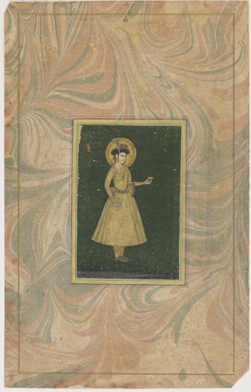 Princezna s pohárem na víno (neprůhledné wc a zlato na papíře) od Indian School