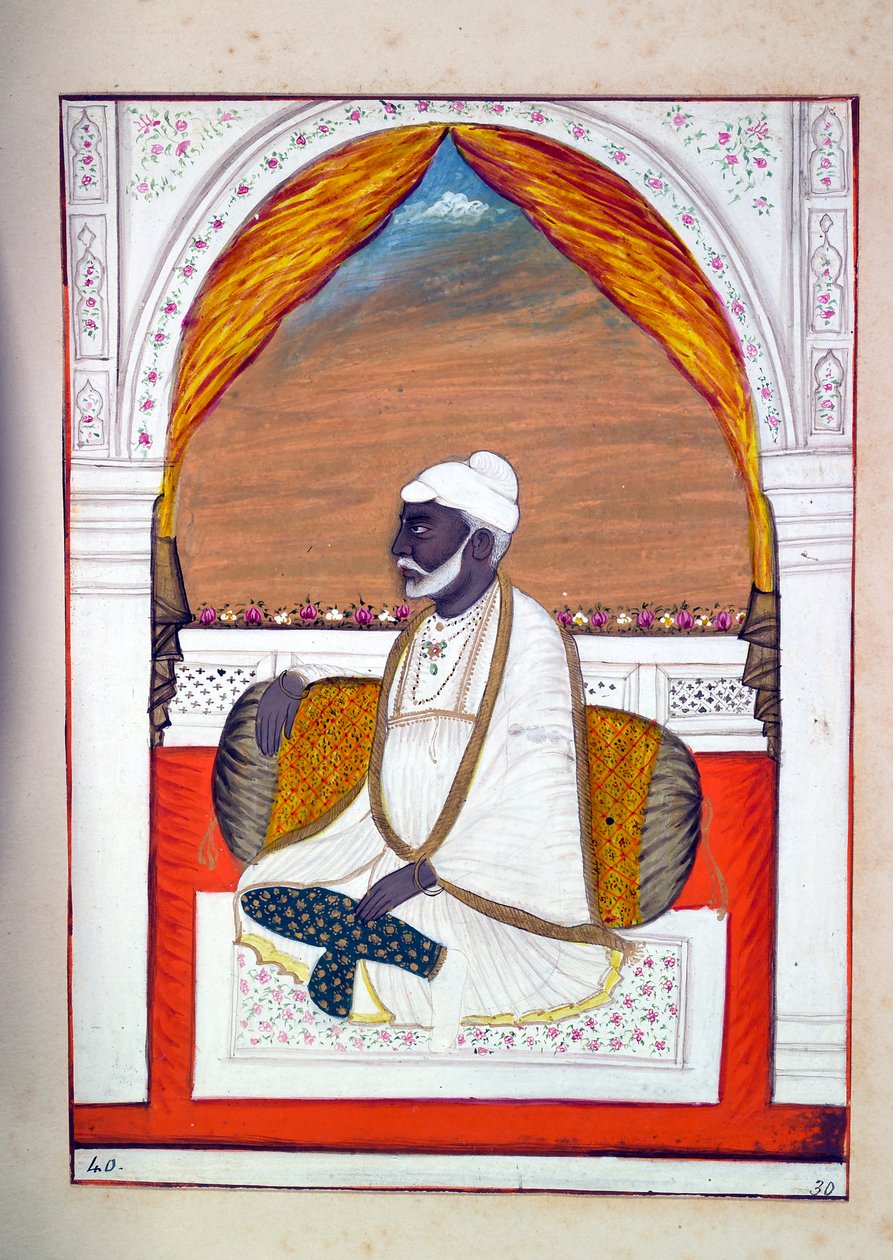 Pandit Madhusudan, z Království Paňdžáb, jeho vládci a náčelníci, svazek II, svazek 30 akvarelových studií od neidentifikovaného indického umělce, kolem roku 1840 (wc na papíře) od Indian School