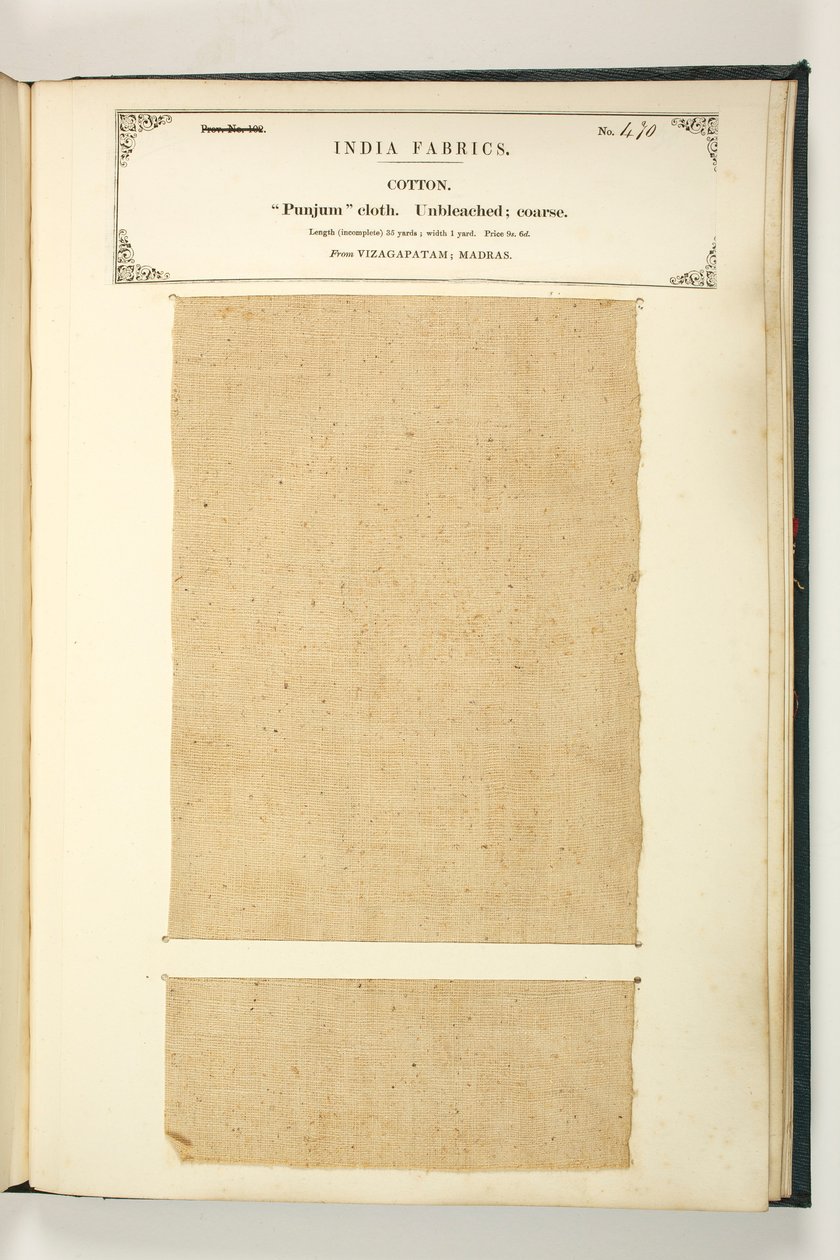Punjum Cloth, Vizagapatam, Madras, ze sbírky indických textilních výrobců, John Forbes Watson, publikoval v roce 1866 od Indian School