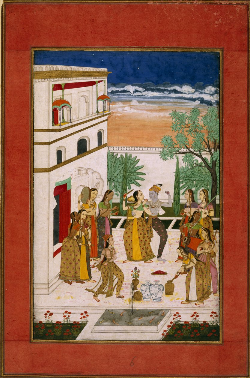Tanec Rádhy a Krišny, cca 1760 (akvarel na papíře) od Indian School