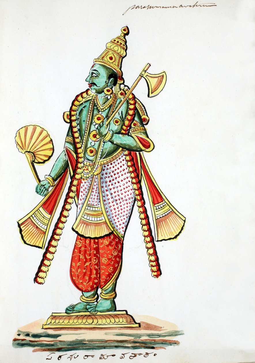 Ráma se sekerou (Parashurama) (wc na papíře) od Indian School