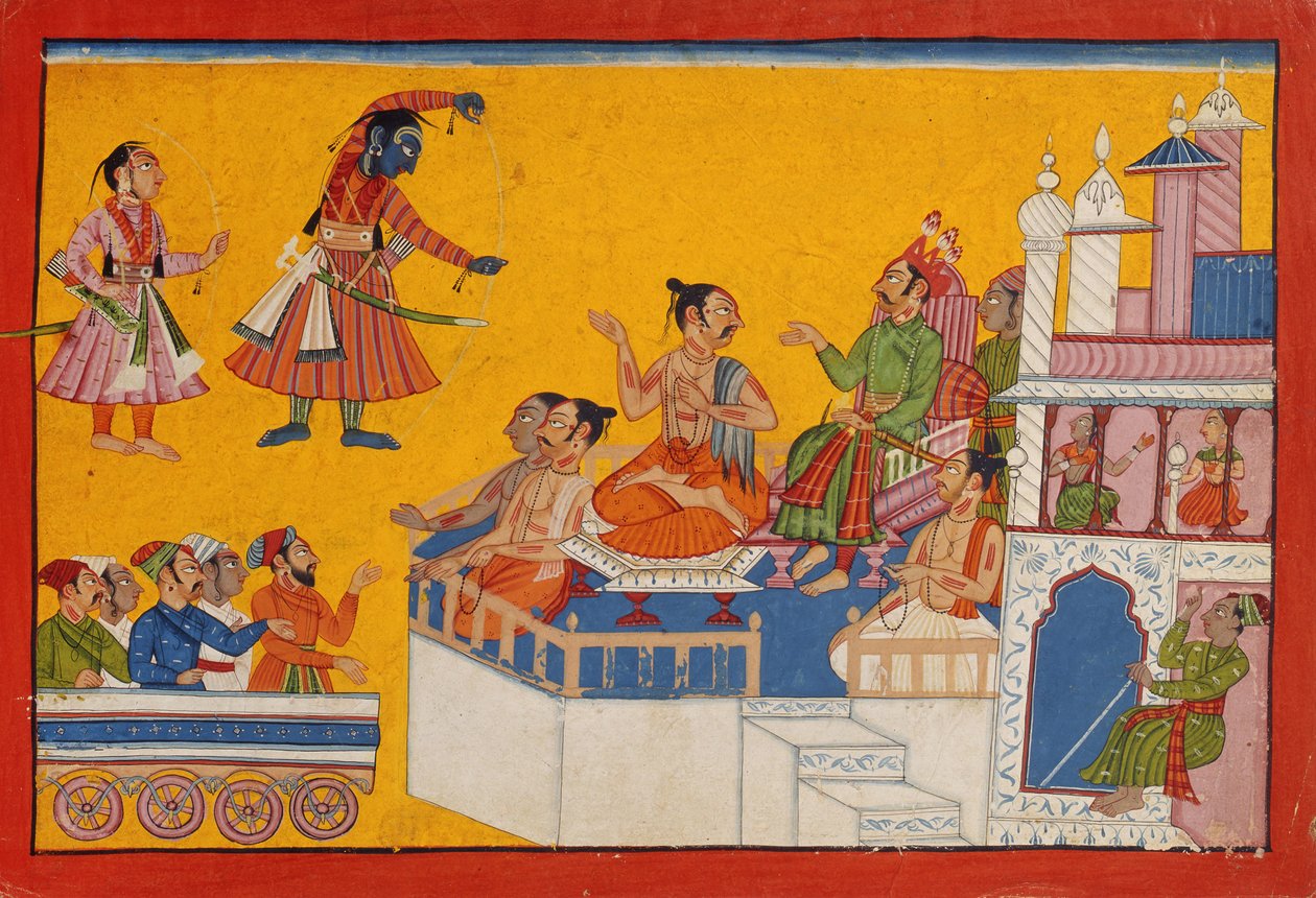Ráma sklání luk, cca 1700 (neprůhledné wc na papíře) od Indian School