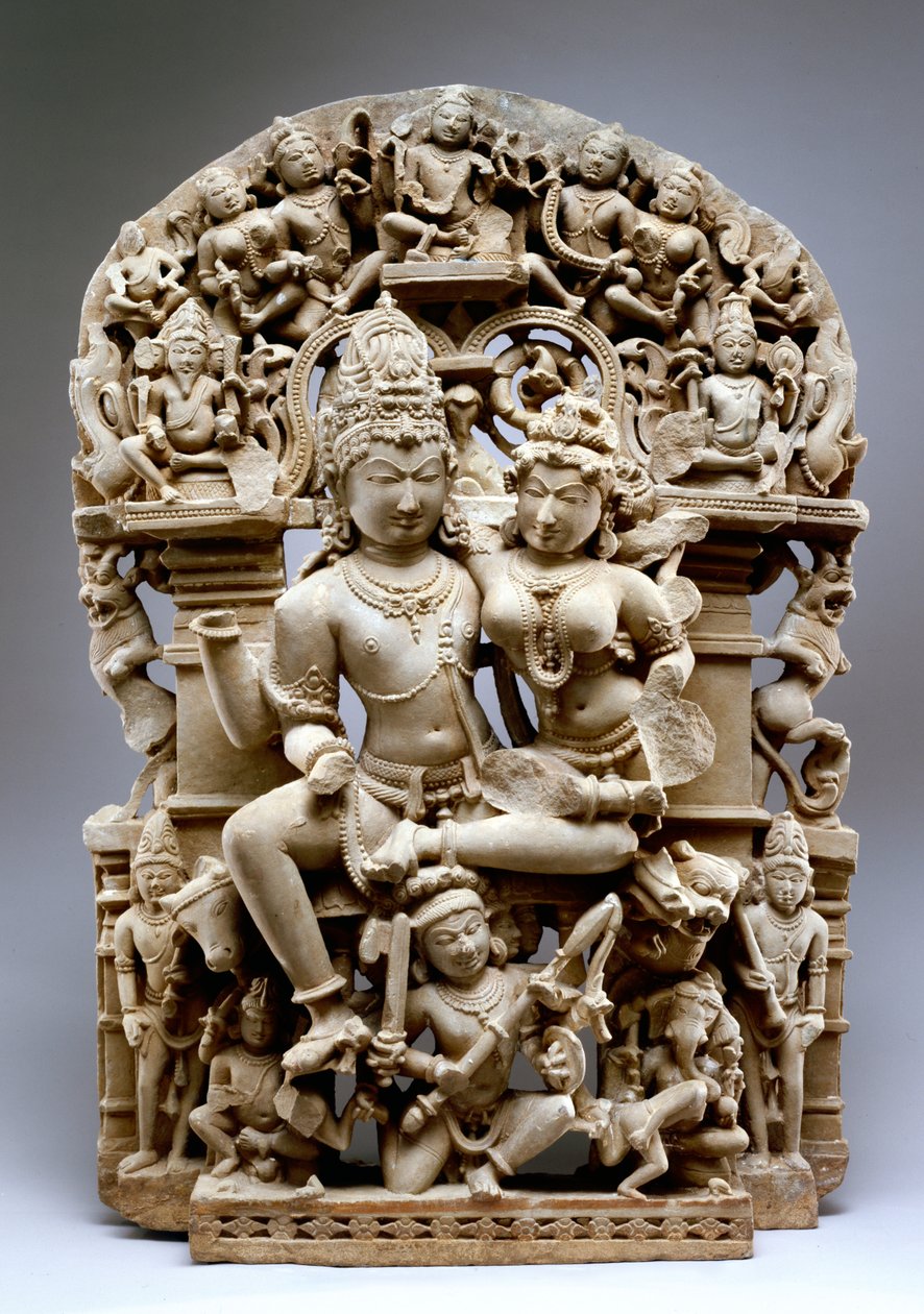 Rávana a Šiva, kultura Hinglajgarh, 1100 našeho letopočtu (pískovec) od Indian School