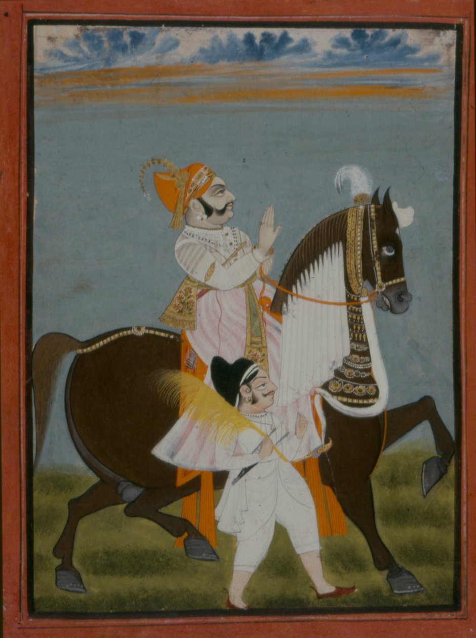 Rawat Bhim Singh ze Salumber Riding Noor, 1820 od Indian School