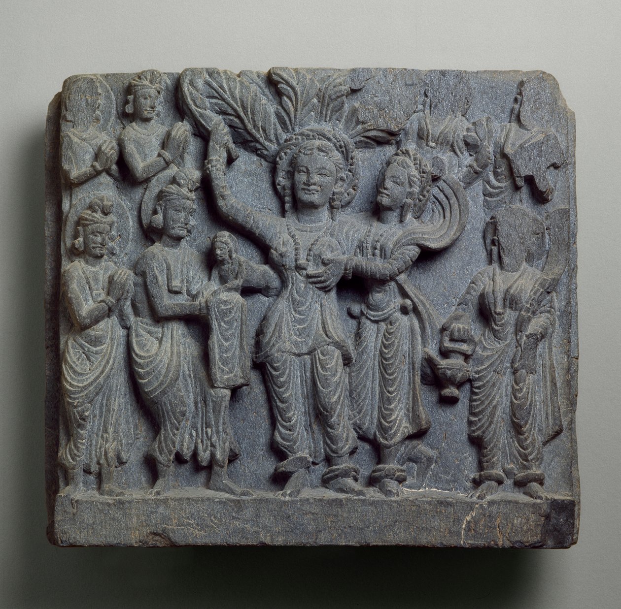 Reliéf zobrazující narození Buddhy, Gandhara, pravděpodobně Sikri, 2.-3. století (břidlice) od Indian School