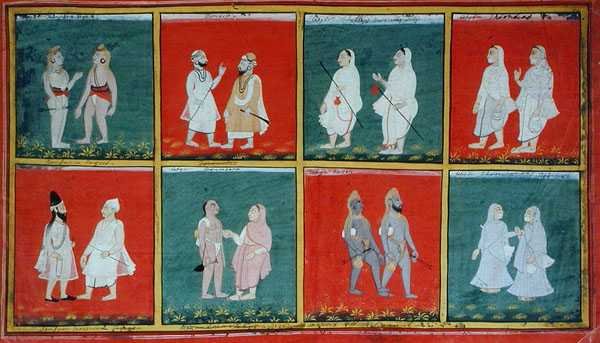 Náboženští žebráci, Udaipur, kolem 1810-20 od Indian School