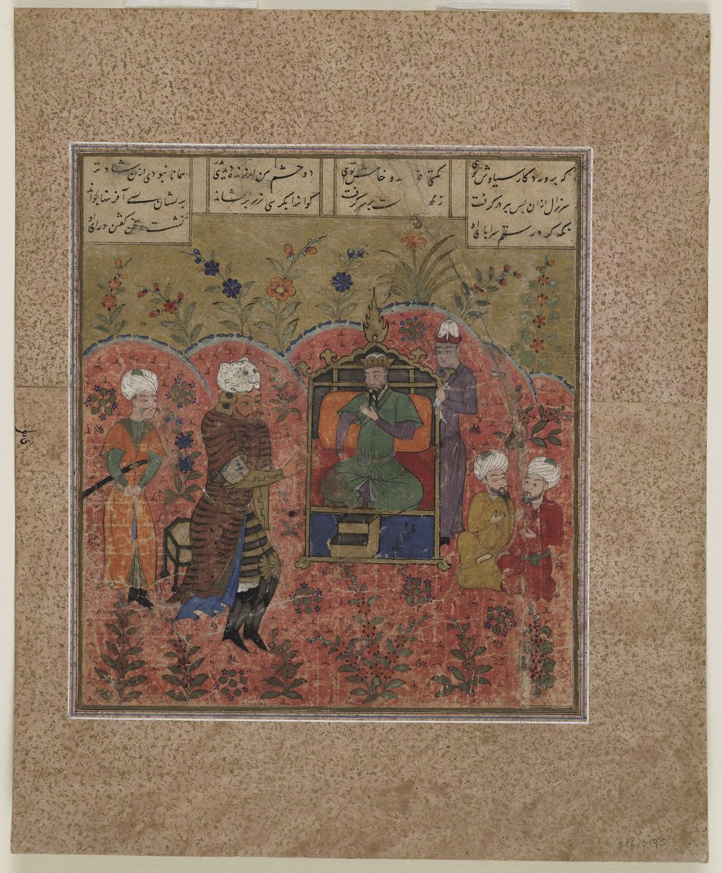 Rustam před Kay Ka"us, 1450-75 od Indian School