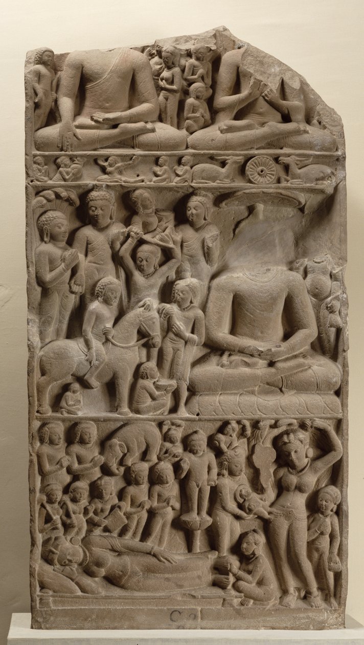 Scény ze života Buddhů, Sarnath, Uttar Pradesh od Indian School