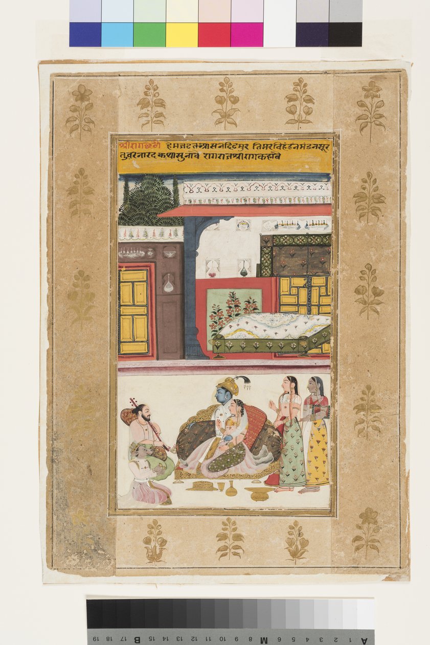 Shri Raga, 1680 (neprůhledné wc a zlato na papíře) od Indian School