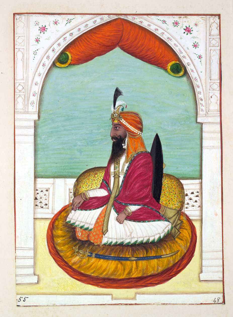 Sirdar Fatteh Khan (Iowana), z Království Paňdžáb, jeho vládci a náčelníci, svazek II, svazek 30 akvarelových studií od neidentifikovaného indického umělce, kolem roku 1840 (wc na papíře) od Indian School