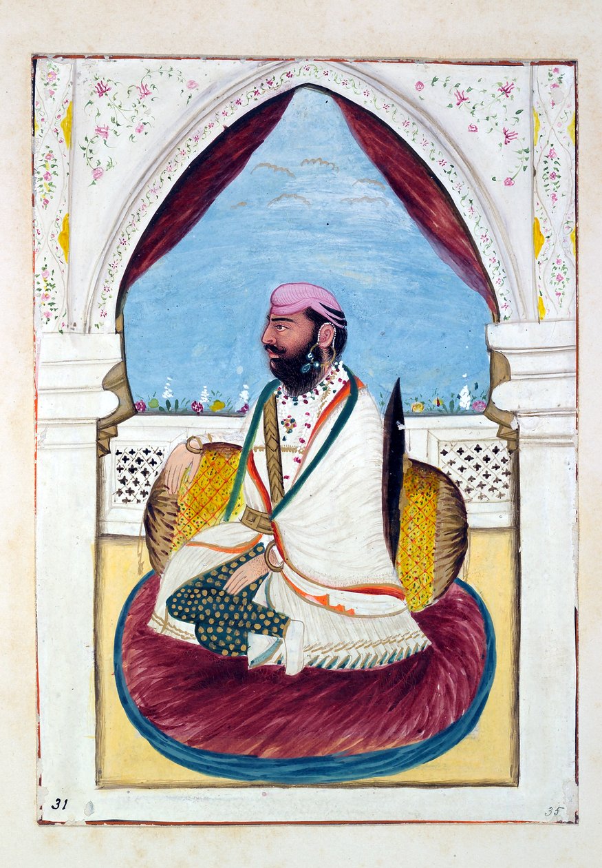 Sirdar Hukm Singh (Malwai), z Království Paňdžáb, jeho vládci a náčelníci, svazek II, svazek 30 akvarelových studií od neidentifikovaného indického umělce, kolem roku 1840 (wc na papíře) od Indian School