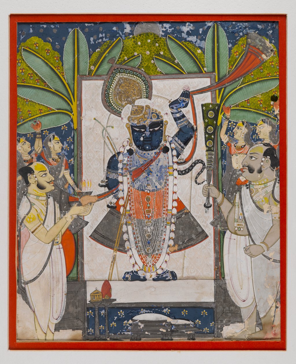 Sri Nathaji, cca 1775 (neprůhledné wc, zlato a stříbro na papíře) od Indian School