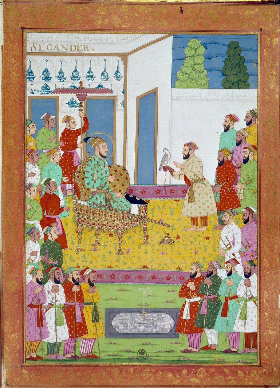 Sultán Iskander se soudem Shah Alem. Miniatura z cestovního příběhu Niccolo Manucciho (1638 - 1717), benátského cestovatele. Indie od Indian School