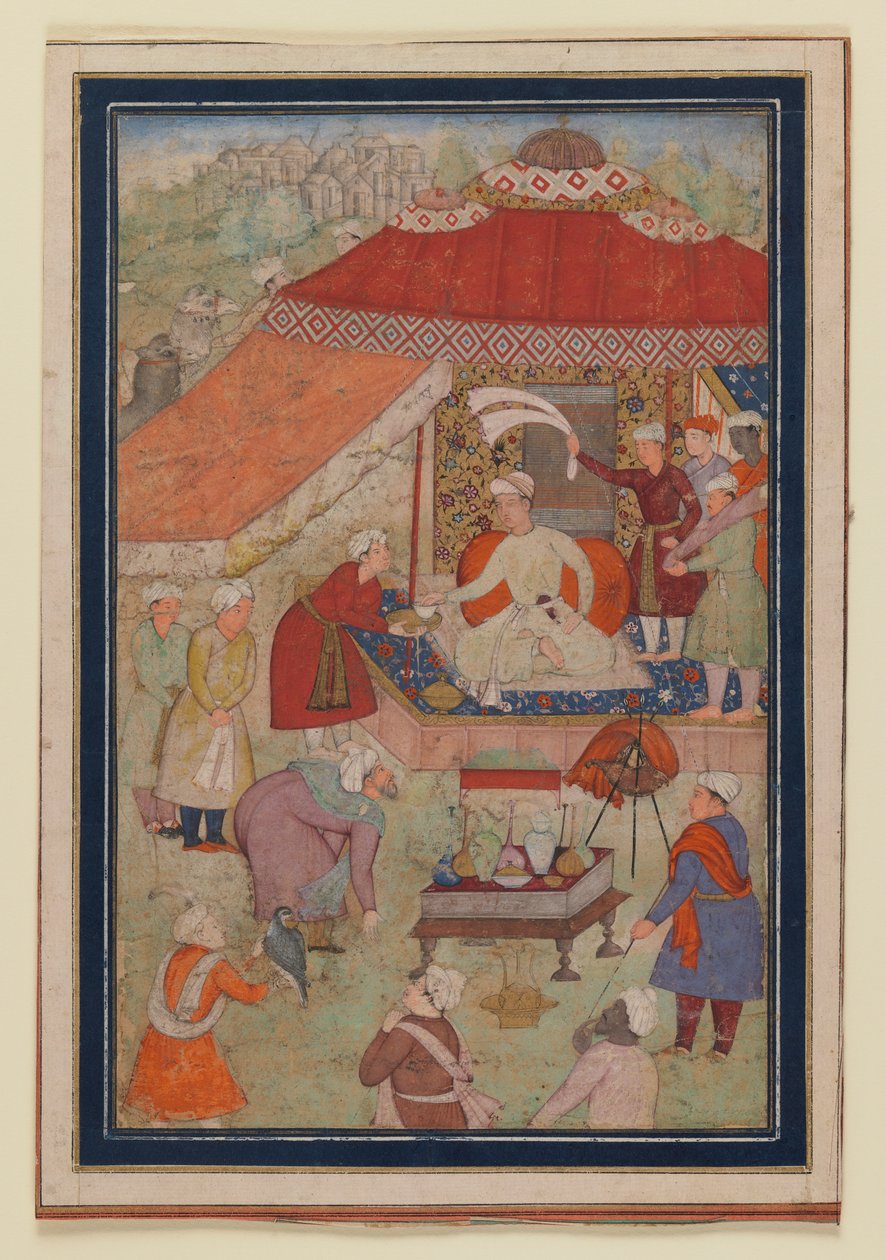 Stanový tábor, 1580-1595 (neprůhledné wc a zlato na papíře) od Indian School