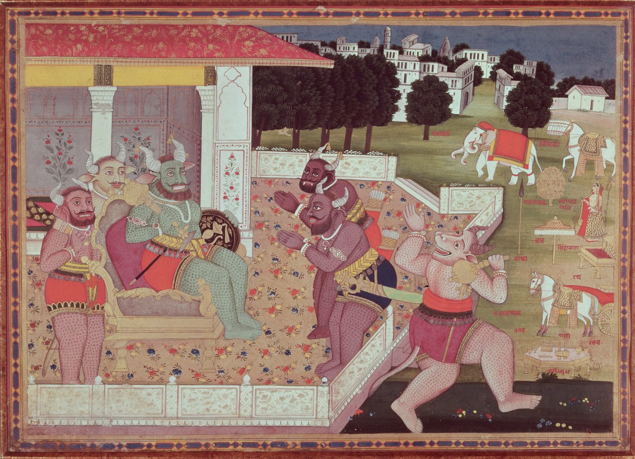 Asura Kumbha a jeho dvůr démonů, kolem roku 1800 od Indian School