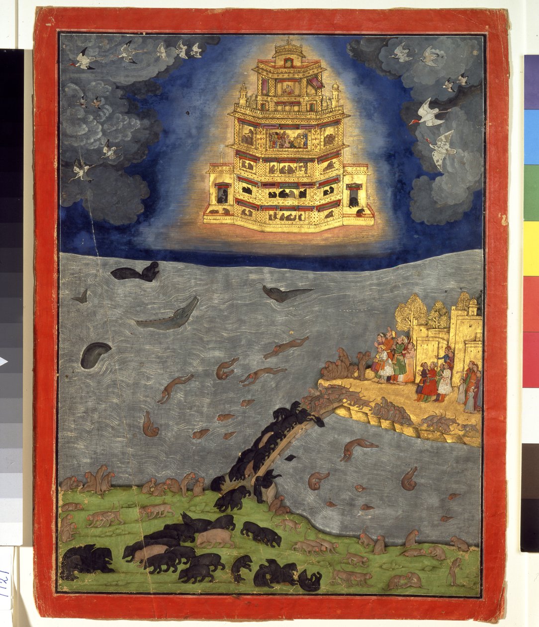 Nebeský vůz, cca 1650 (neprůhledný akvarel a zlato na papíře) od Indian School