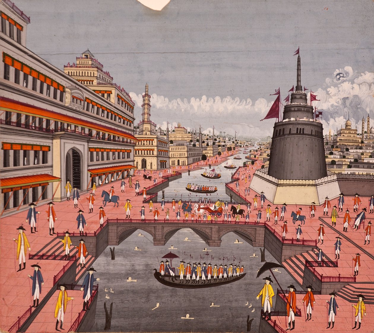 Ghat v Jaunpur, kolem 1780 (neprůhledné wc na papíře) od Indian School