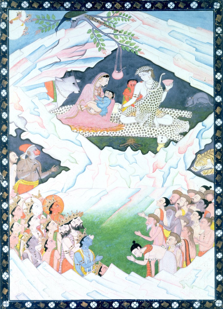 Svatá rodina Šivy a Parvati na hoře Kailash od Indian School