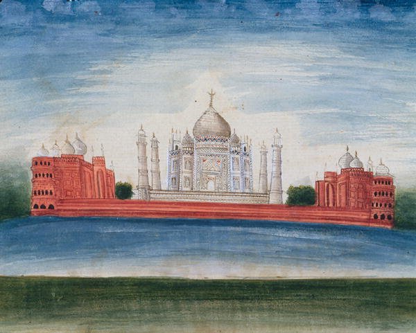 Taj Mahal v Agra (akvarel na papíře) od Indian School