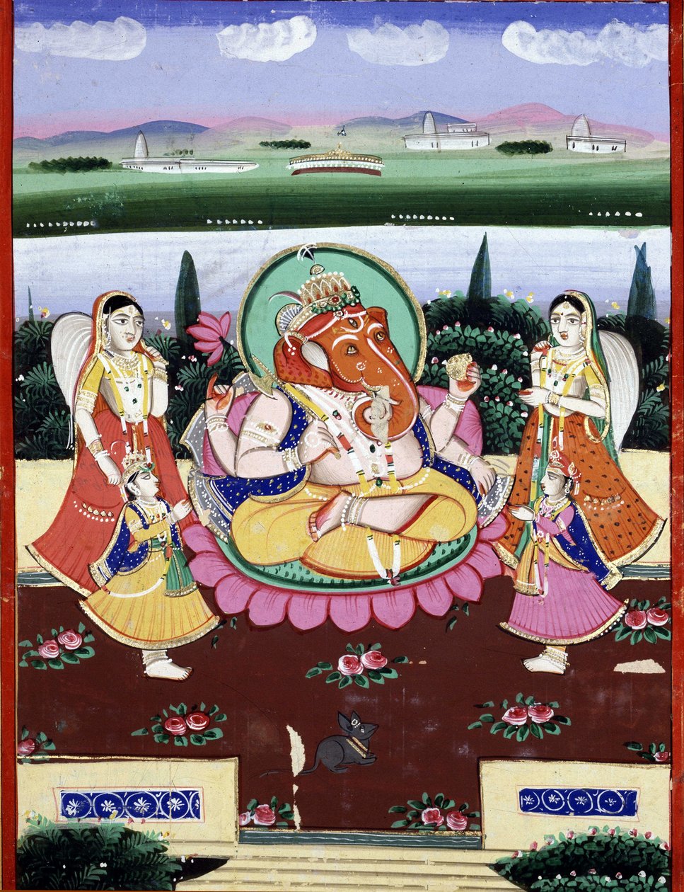 Božství Ganesha (Ganesh nebo Ganapati), dcera Shivy a Parvati. Indický populární tisk 19. století. od Indian School