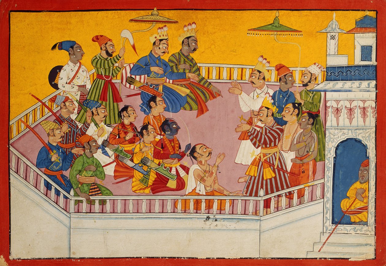Sestavení svatebních hostů, cca 1700 (neprůhledné wc na papíře) od Indian School