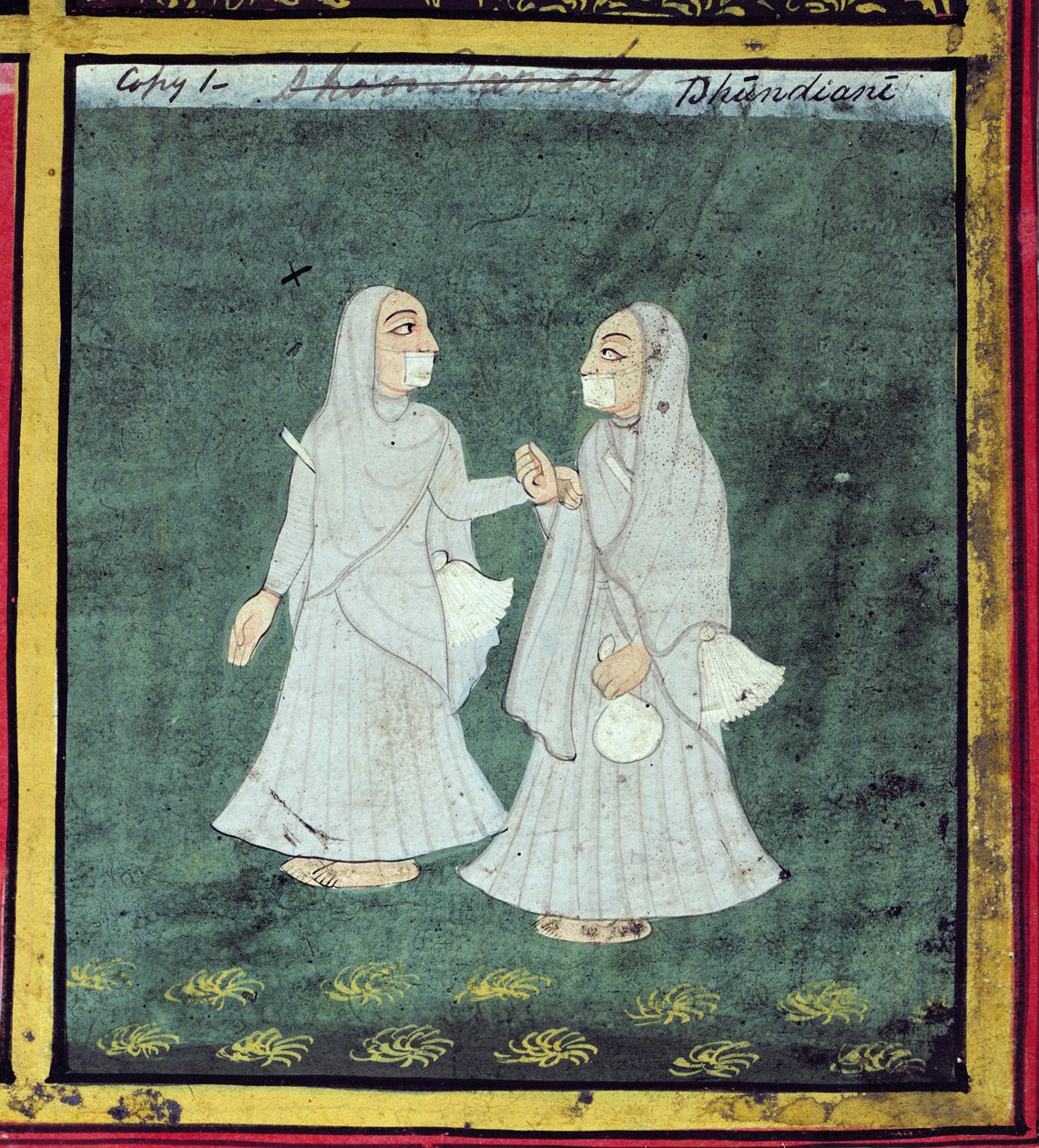 Dvě dhondijské ženy, náboženské žebráky, Udaipur, kolem 1810-20 (detail) (viz také 136600) od Indian School